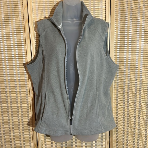 Land's End Gray Polartec Fleece Zip Front Vest Vintage 1990s Y2K XL/18 - Picture 9 of 16